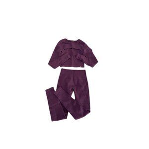 JoyLab Textured Long Sleeve Workout Set, Purple, Size XS